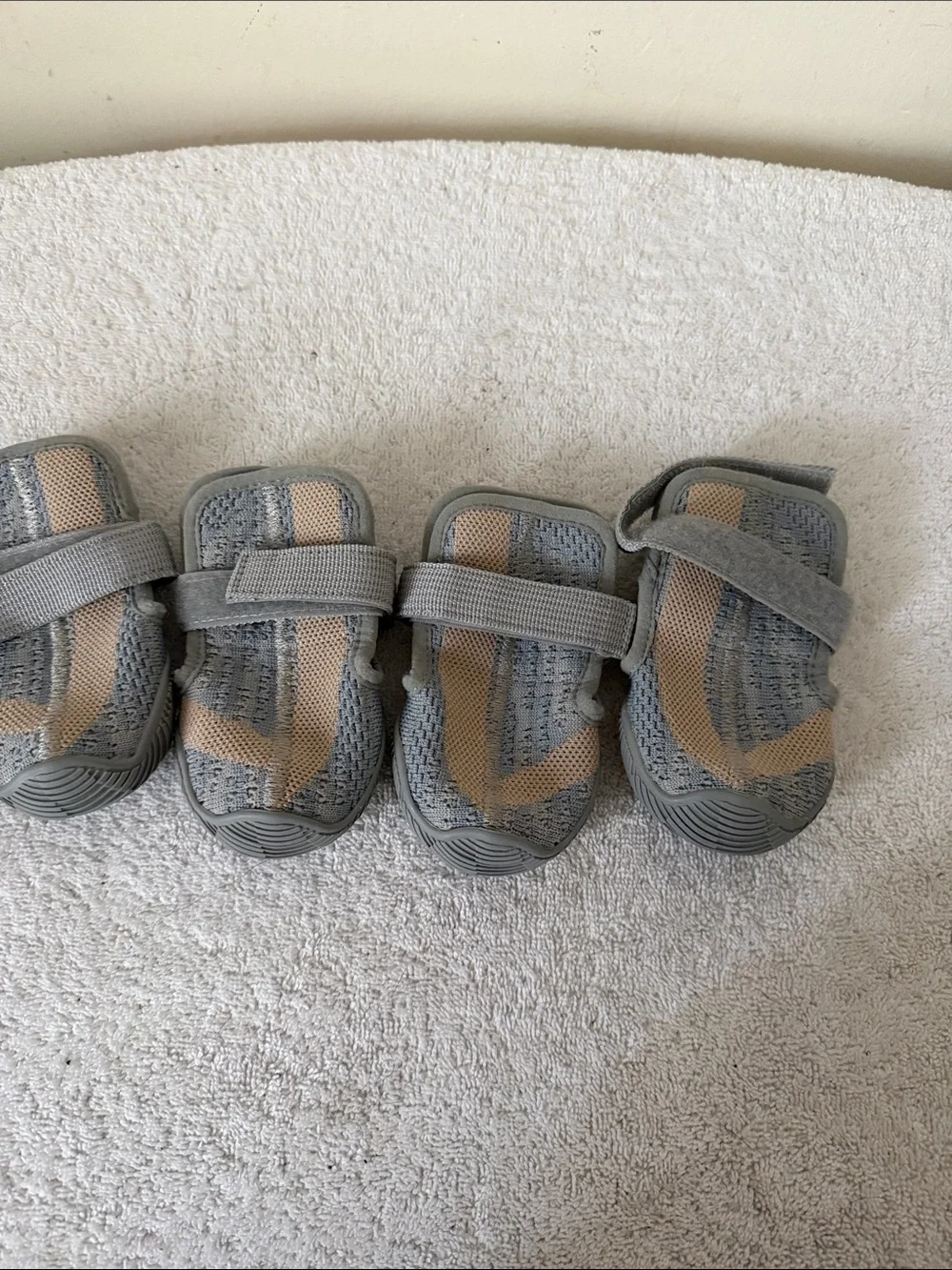 Doggy Grey and Tan Active Booties- Breathable Velcro Straps